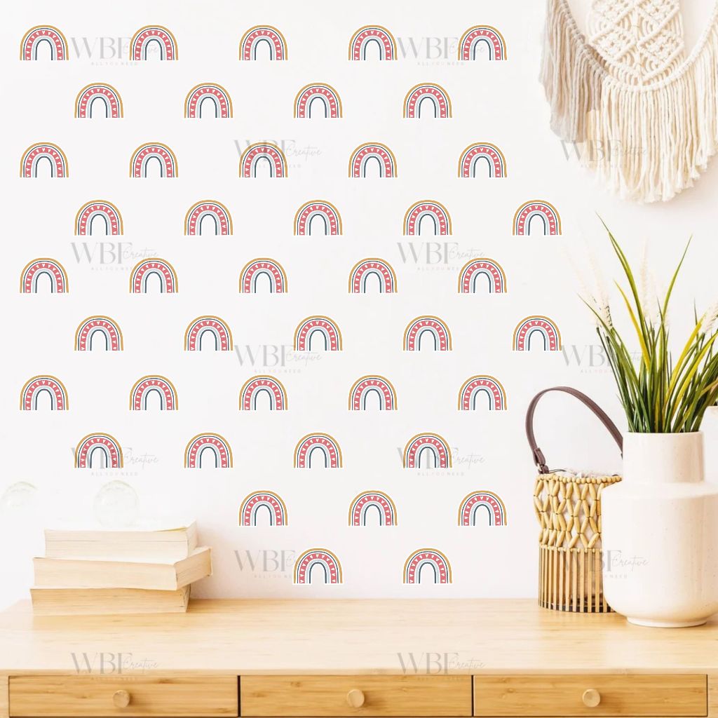 STIKER DINDING KAMAR Pelangi Aesthetic / Stiker Kamar / Dekorasi Kamar Tidur / Pelangi Cutting Dekor