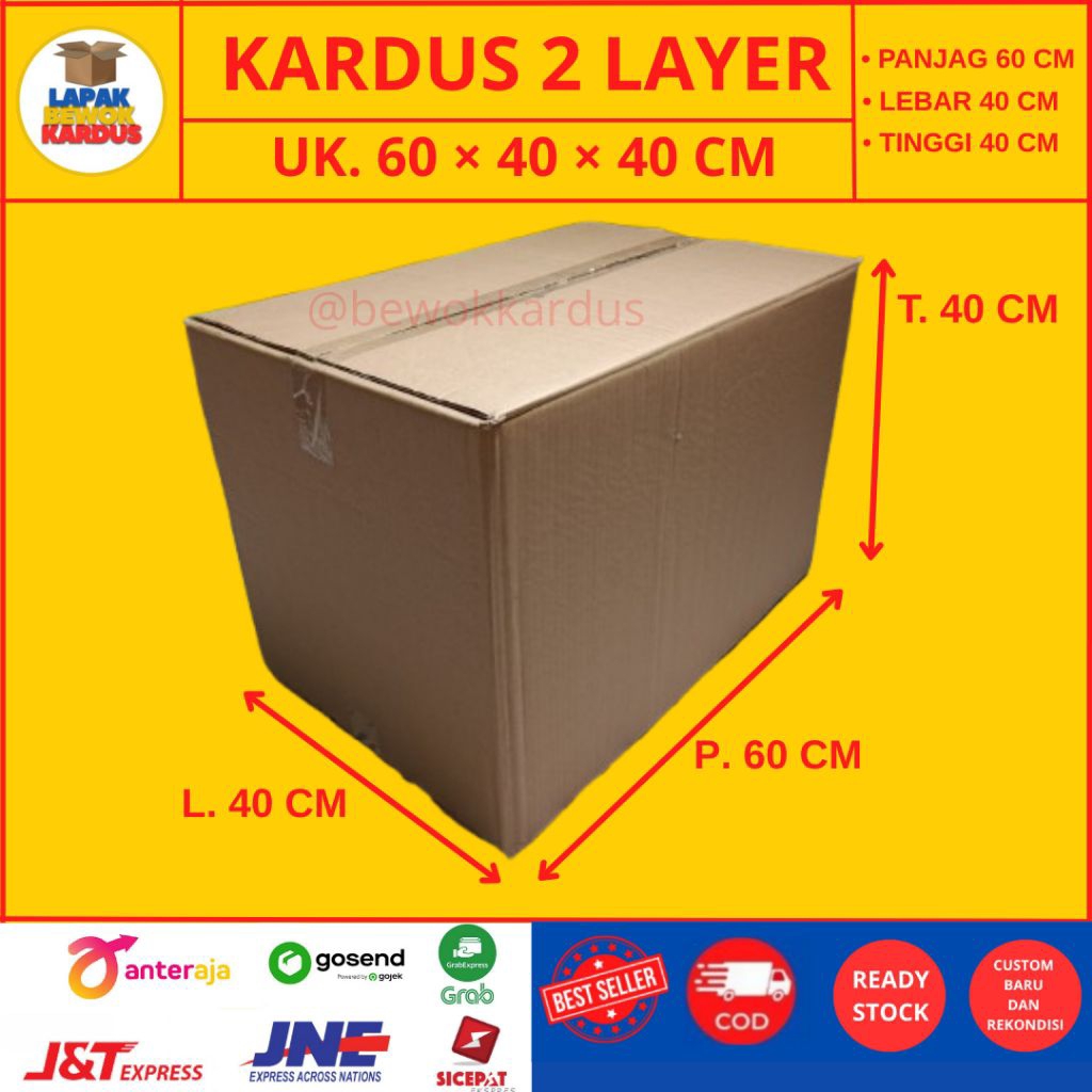 

Kardus Karton Box Besar 60×40×40 CM Dus Packing Packaging Pindahan Jumbo Tebal 2 Layer/2 Wall Rekondisi