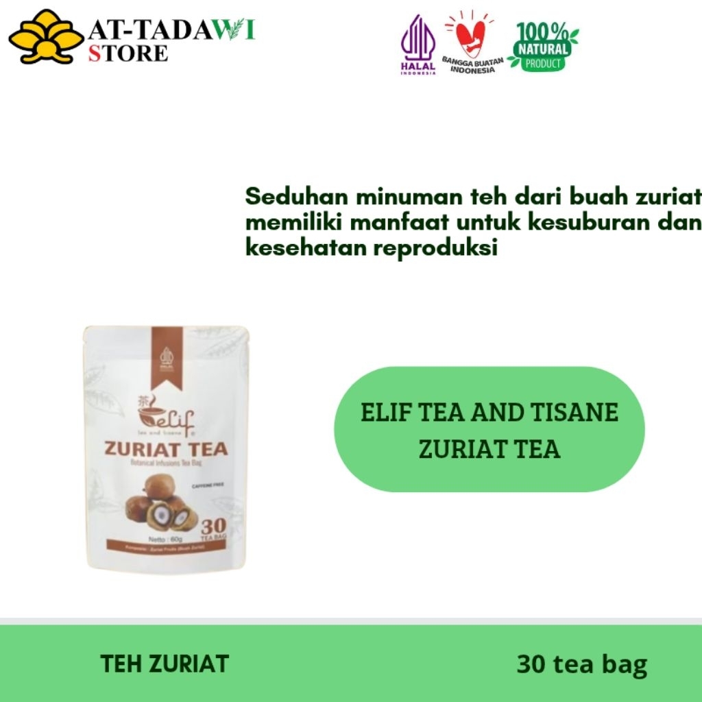 

ELIF TEA AND TISANE ZURIAT TEA - seduhan teh zuriat memiliki banyak manfaat untuk tubuh - 30 kantong teh