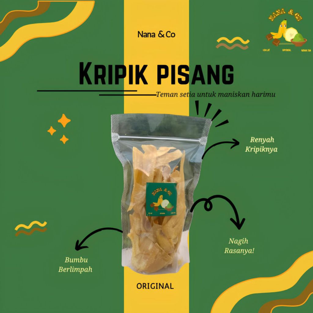 

Keripik Pisang Renyah Premium NANA & Co – Camilan Sehat Tanpa Pengawet | Banana Chips Original – Snack Kriuk Gurih Kemasan Standing Pouch 100gr Cocok Untuk Oleh-oleh, Reseller, dan Hampers