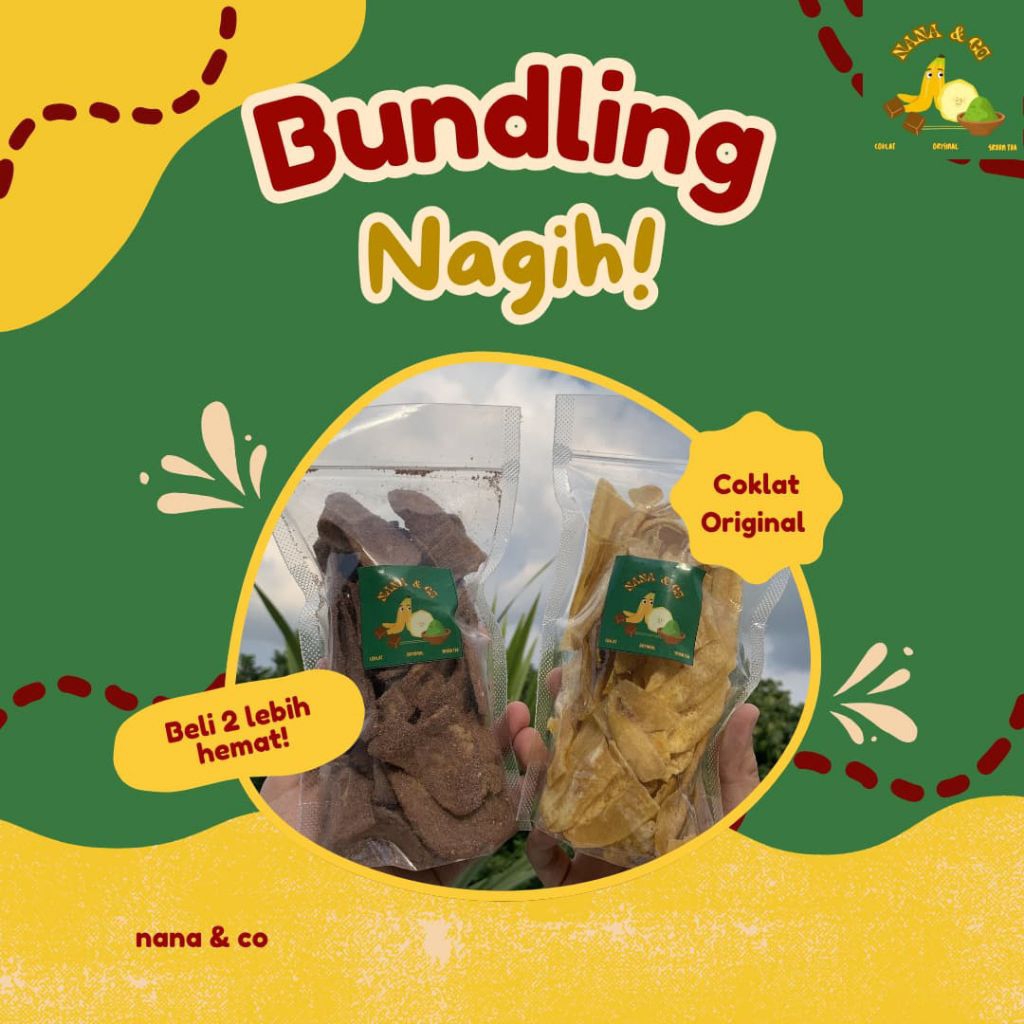 

Bundling Kripik Pisang 2 Rasa Nana & Co (Coklat + Original) Snack Pisang Renyah, Manis Gurih, Nagih Banget Buat Cemilan Santai & Nonton