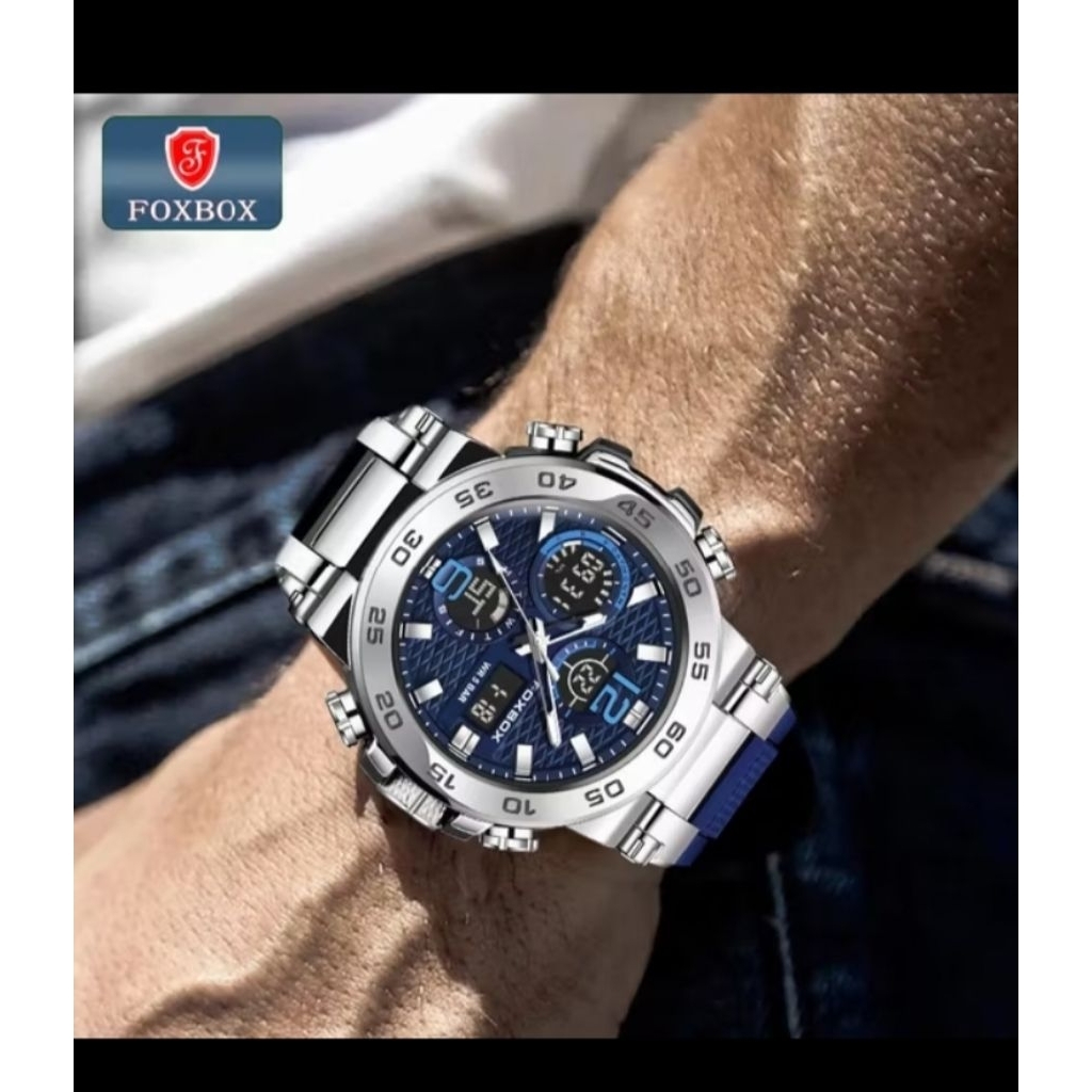 FOXBOX jam tangan untuk pria LED tahan air, olahraga elektrik jam tangan silicon