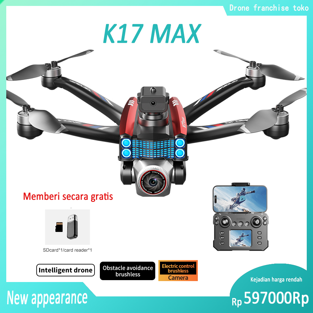 Drone mainan K17, drone yang dikendalikan layar, motor tanpa sikat, pemotretan ketinggian tinggi 4K 