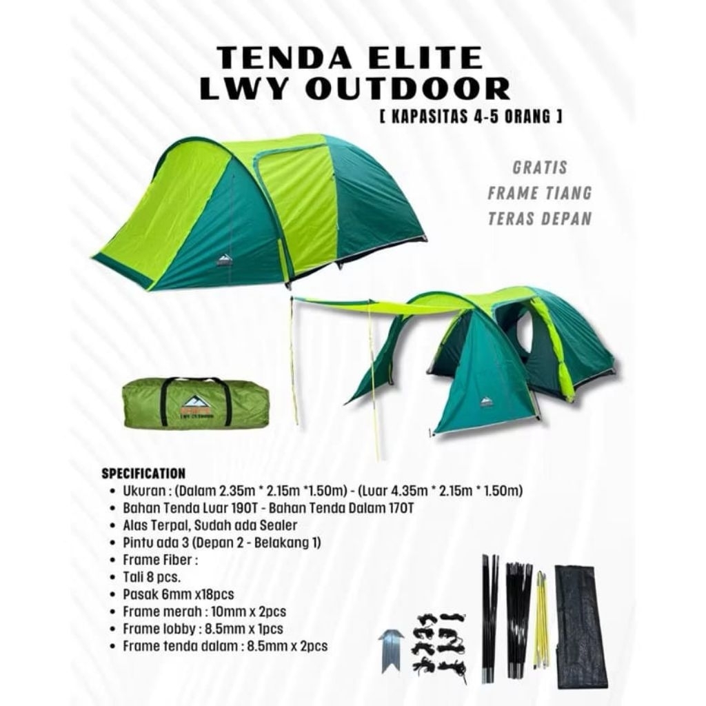 Tenda Elite LWY Outdoor Tenda Camping/Tenda Ley Elite/ Tenda Camping Family Dome Termurah/ Tendaki K