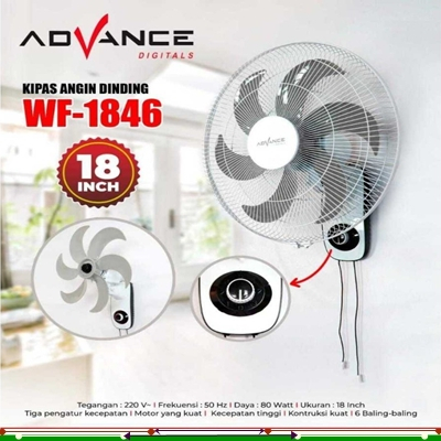 Advance WF-1846 Kipas Angin Dinding baling" 6, 80 Watt 18 inch Garansi Resmi ADVANCE