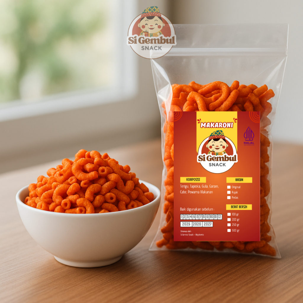 

Makaroni Pedas Gurih Kriuk 250gr - Cemilan Makaroni Bikin Nagih
