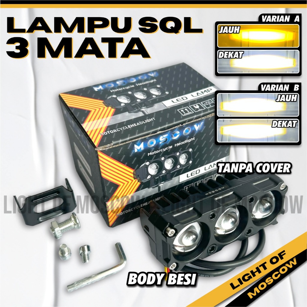 Lampu Tembak Sorot LED Laser Gun SQL 3 Mata Motor Mobil SQL 2 Warna Putih Kuning CSP Lasergun Lampu 