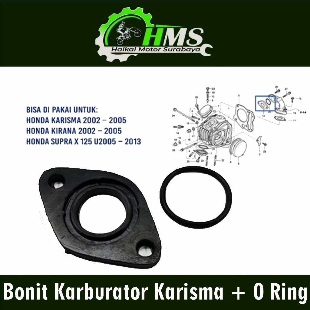 BONIT KARBURATOR KARISMA + O RING - EBONIT FIBER MANIPOL KARBU SUPRA X 125 / KIRANA / KARISMA X