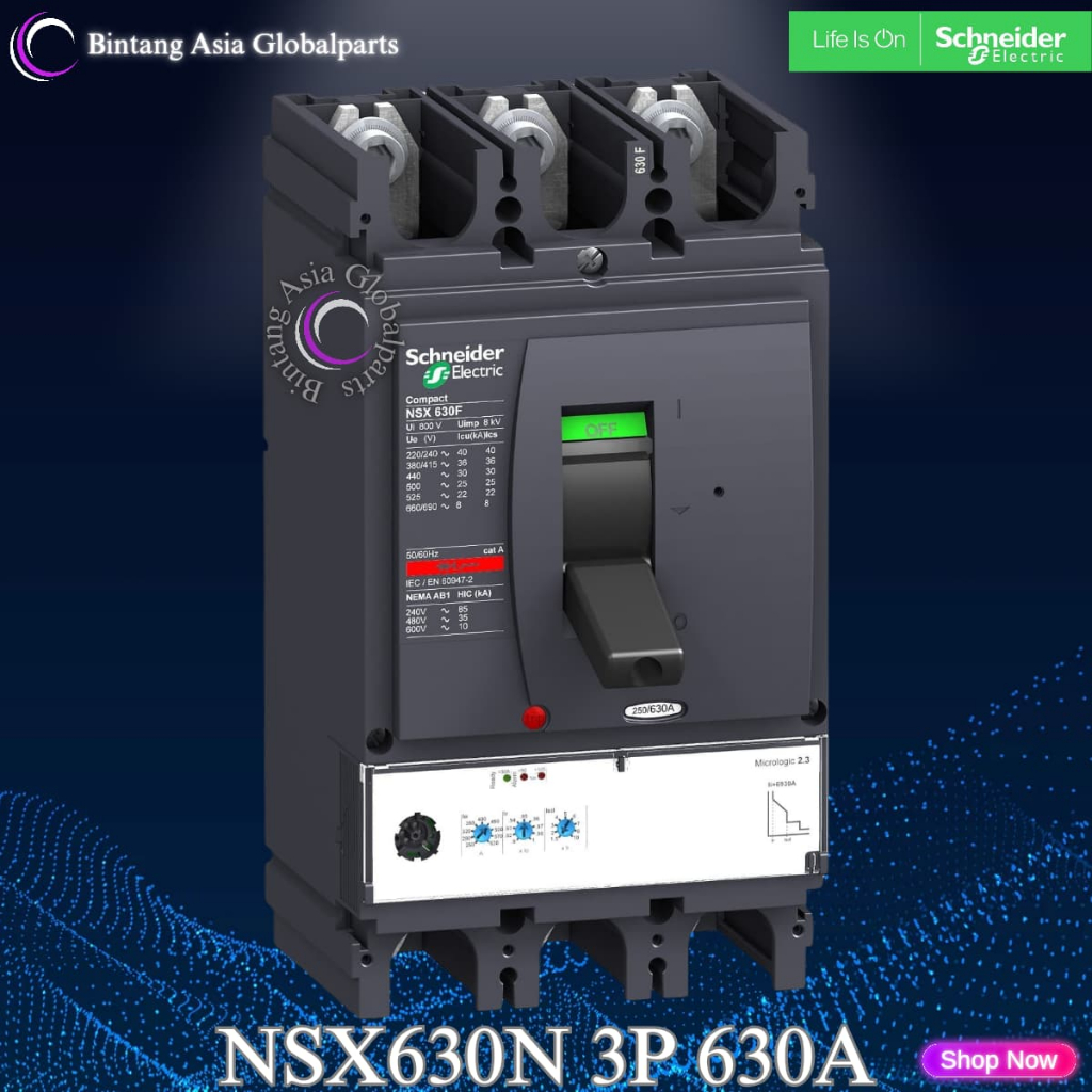 MCCB 3p 630a Schneider NSX630N Original / MCCB 3 Phase 630 Ampere LV432893 / Breaker NSX 3 Pole 630a