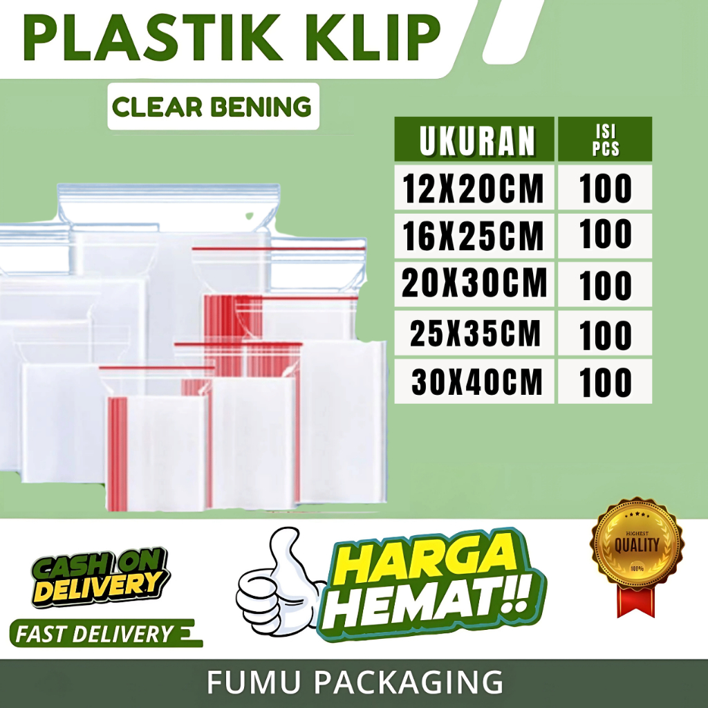 Kantong Plastik Klip Bening  / Plastik Ziplock / Plastik Baju makanan Murah Berkualitas