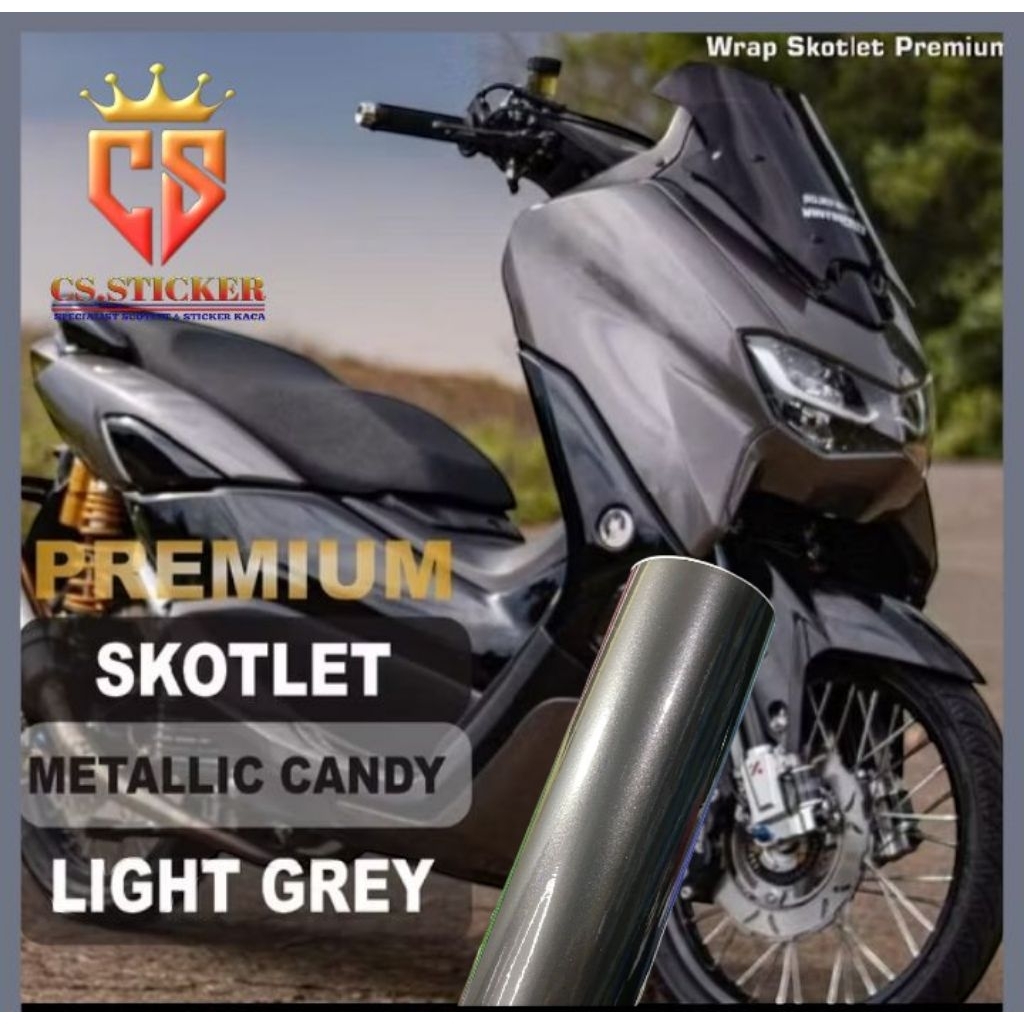 sekotlet motor abu-abu Chrome doff stiker skotlet motor warna abu-abu crom doff