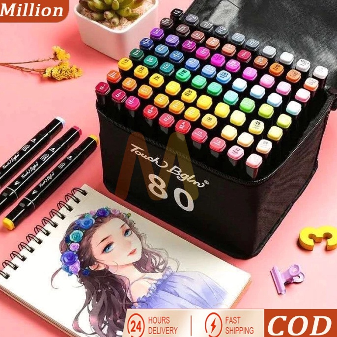 

KODE I48Q COD 12PCS Spidol Warna Stabilo Touch 123668 Warna Dual Side Fine Art Brush Pen Sketsa Animation Markers Twin Market Set Spidol