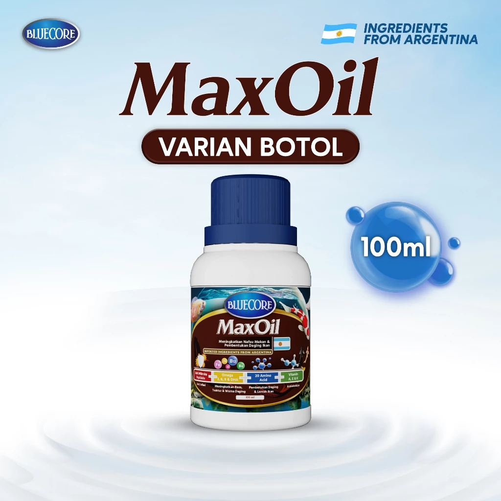 Bluecore MaxOil Vitamin Ikan & Perangsang Ikan untuk Nafsu Makan dan Pembentukan Daging Ikan