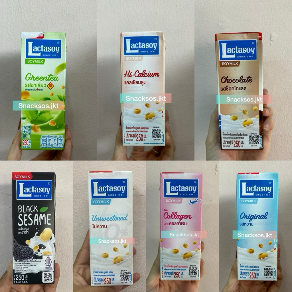 

LACTASOY SOYA MILK SOY MILK SUSU KACANG ORIGINAL / UNSWEETENED / CHOCOLATE / COLLAGEN / GREENTEA / HI CALCIUM / BLACK SESAME THAILAND