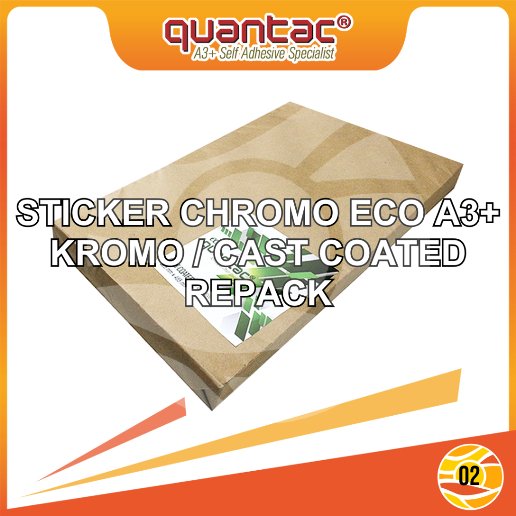 

Quantac Sticker Chromo Eco Glossy A3+ Kromo Digital Print Laser Toner Cast Coated Paper Stiker Bontak RePack 20