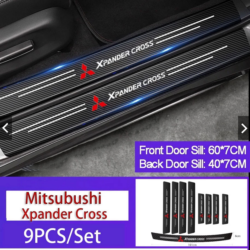 Sillplate Pelindung Pintu Bagasi Stiker Mobil Mitsubishi Xpander cross Bahan Serat Karbon Anti Gores