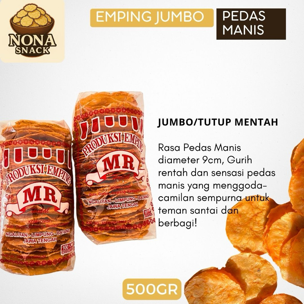 

Emping Belinjo Jumbo Rasa Pedas Manis 500gr