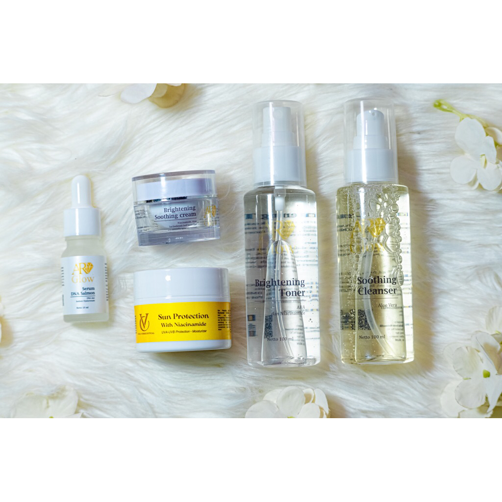 Paket Skincare Semua Varian Ar Glow Facial Wash - Serum Dna Salmon - Face Toner - Day Cream - Night 