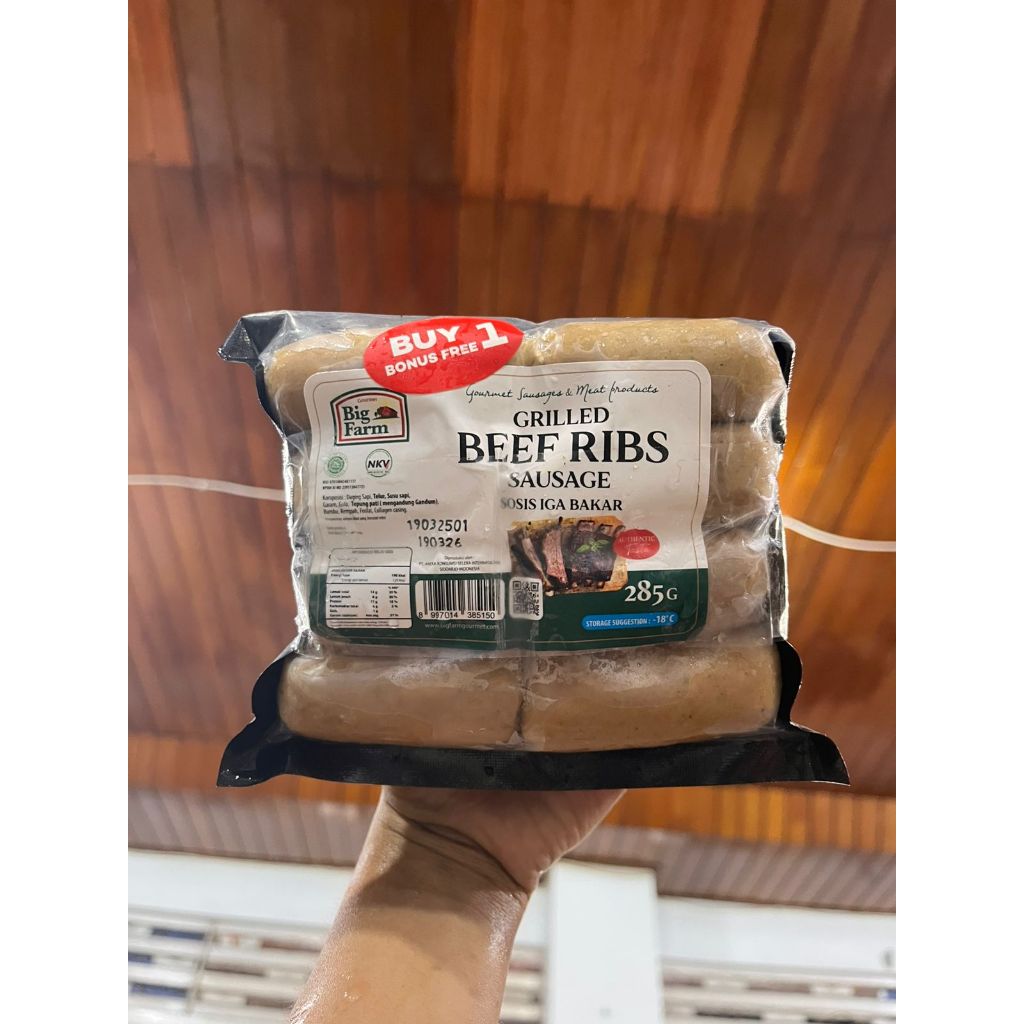 

Big Farm Grilled Beef Ribs Sausage / Sosis Sapi Iga Bakar Big Farm / BIg Farm Beef Sausage - 285 Gram