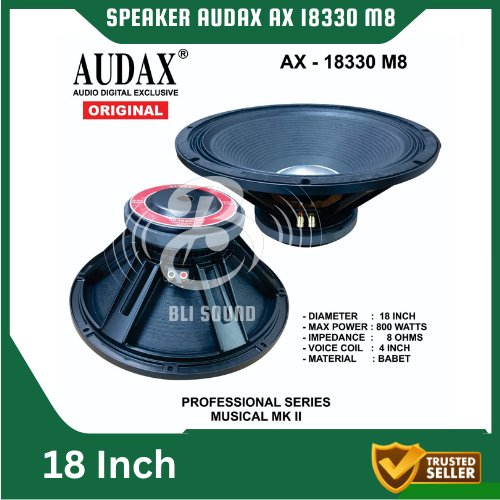 SPEAKER AUDAX AX 18330 M8 FULL RANGE 18 INCH SPEAKER BABET AUDAX AX 18330 800W ORIGINAL