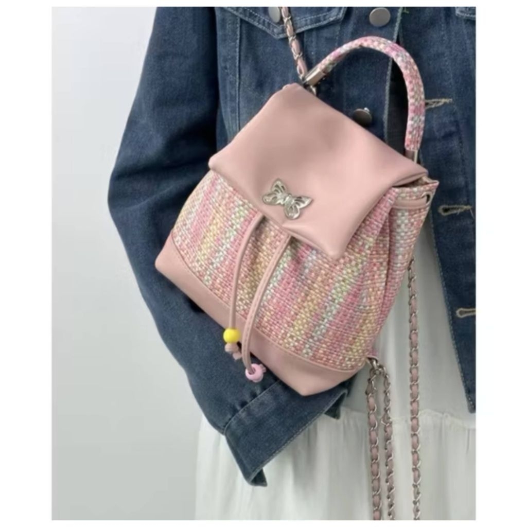 Ransel Mini wanita import Tas gendong Wanita mini rattan Ransel Wanita mini