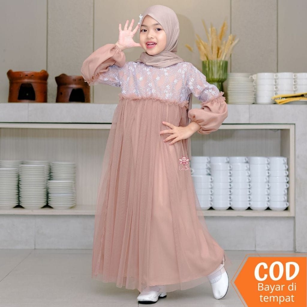 Gamis Anak Perempuan Umur 3-14 Terbaru 2026 Dress Muslimah 2-3Thn Ghames Idul Fitri Mewah Games Romp