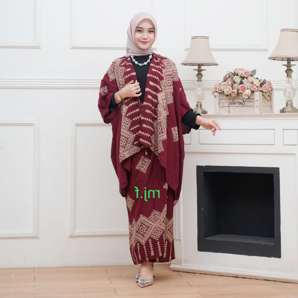 Set Cardigan Rok Lilit Outfit wanita simple kekinian ktk seno