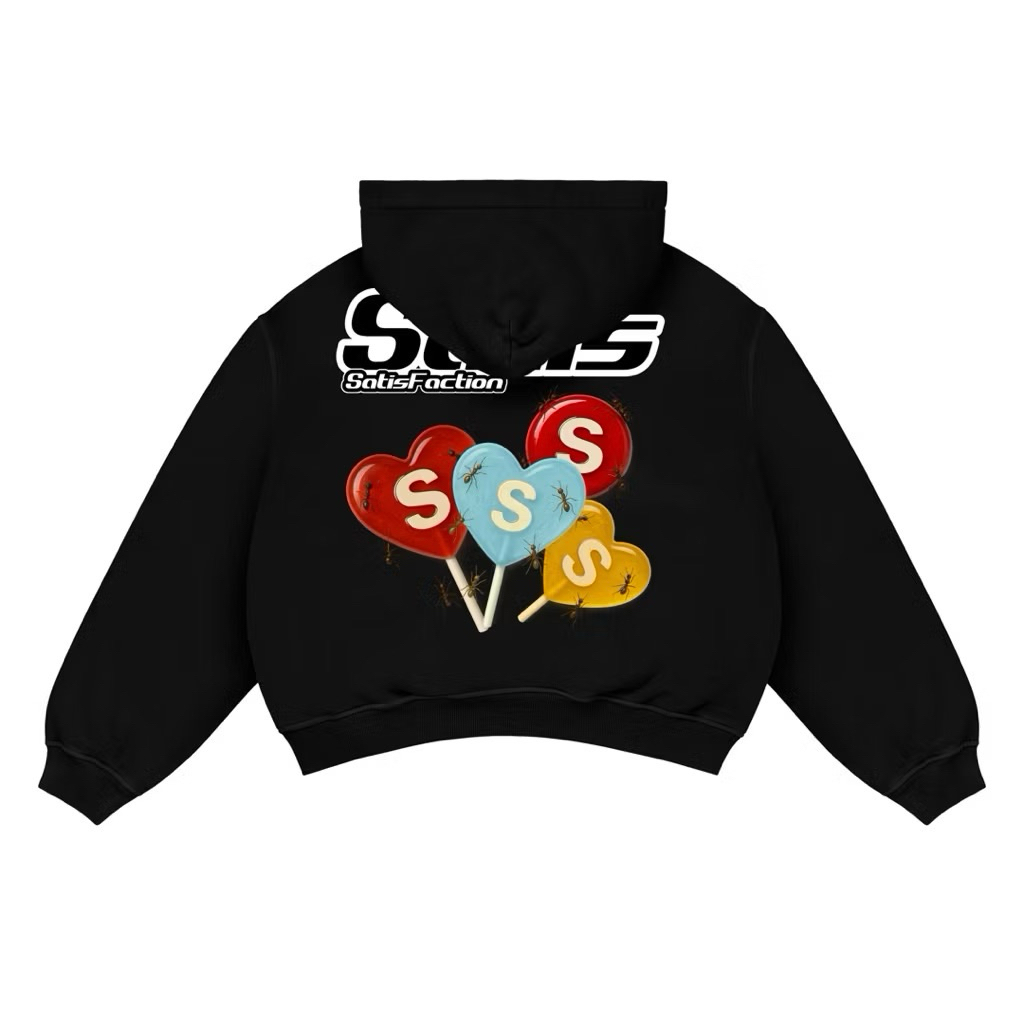 Satisfaction Hoodie Zipper Boxy 375gsm CANDY Black_