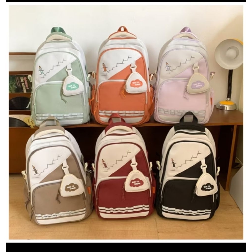 (produk import esenbo)Tas sekolah Korea abg kerja permium+dompet BK100#