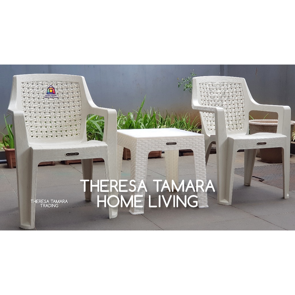 PAKET H1 - 2 KURSI PLASTIK NAPOLLY 732 + 1 MEJA PLASTIK NAPOLLY  [2+1]