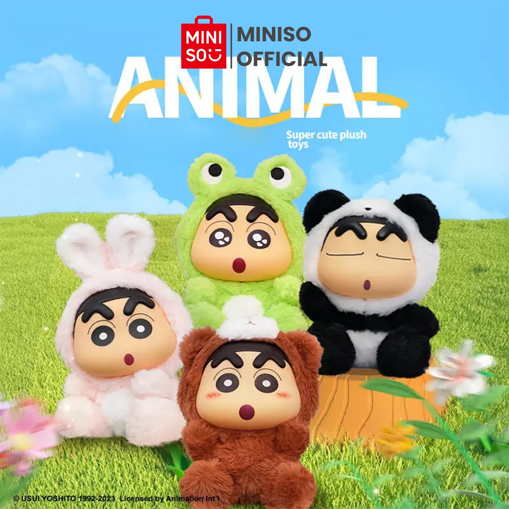 MINISO Crayon Shinchan Collection Vinyl Plush Toy Blind Box Animal Series Boneka Lucu Karakter Shinc