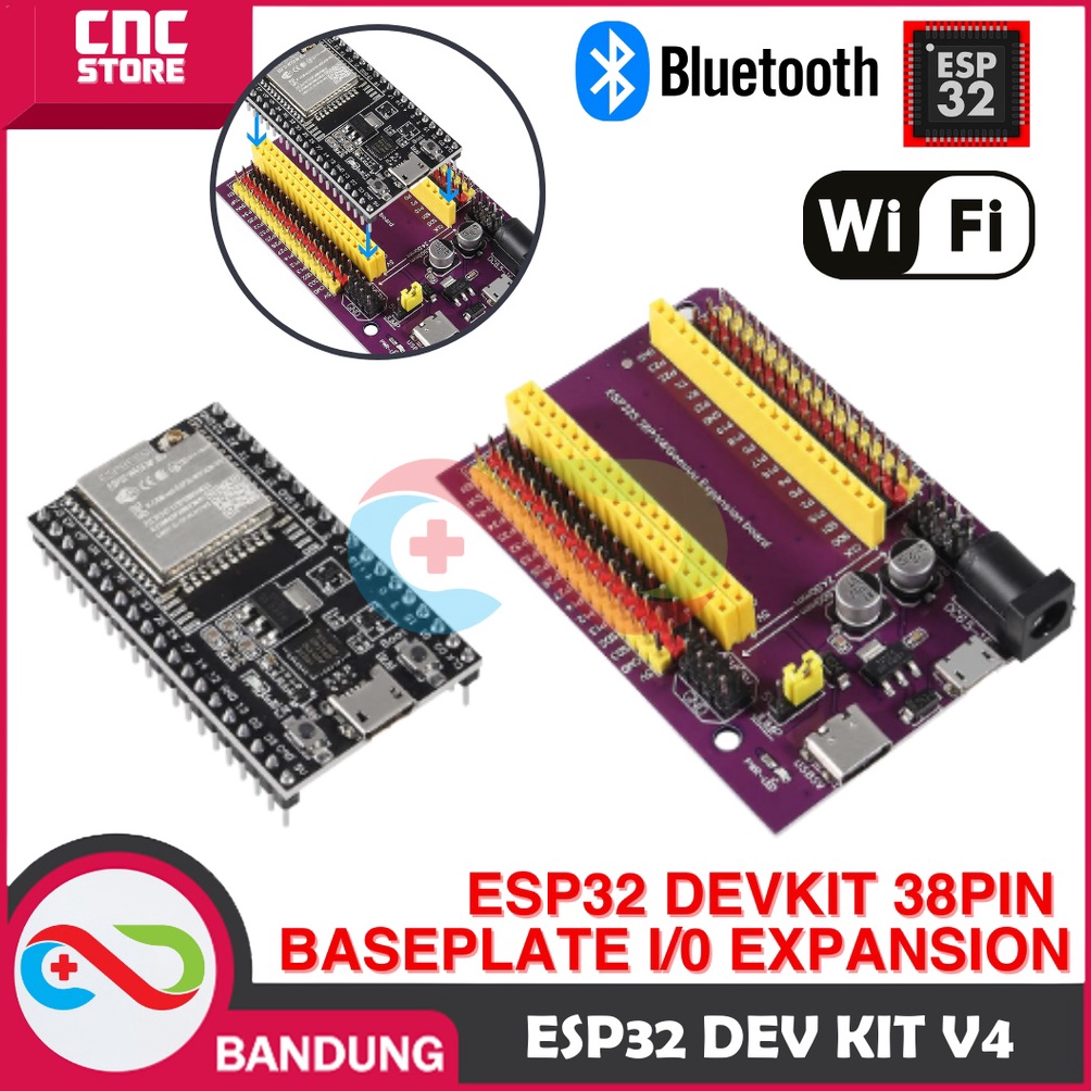 

KODE M32X ESP32 ESP32 DEVKITC V4 WROOM32U WIFI BLUETOOTH DEVELOPMENT BOARD PLUS EXPANSION BASE PLATE