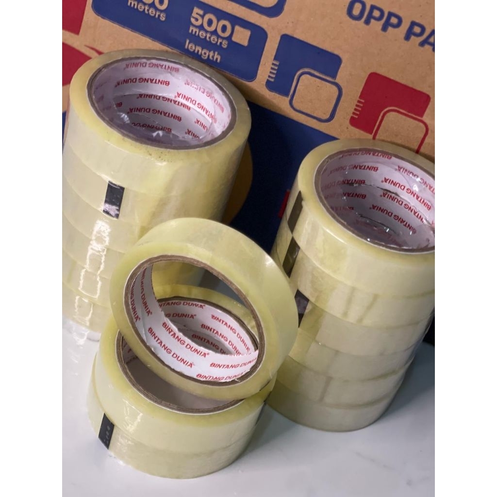 

solatip bening bintang dunia ukuran 25 mm * 75 yard 1 slop 6 pcs solatip bening transparan
