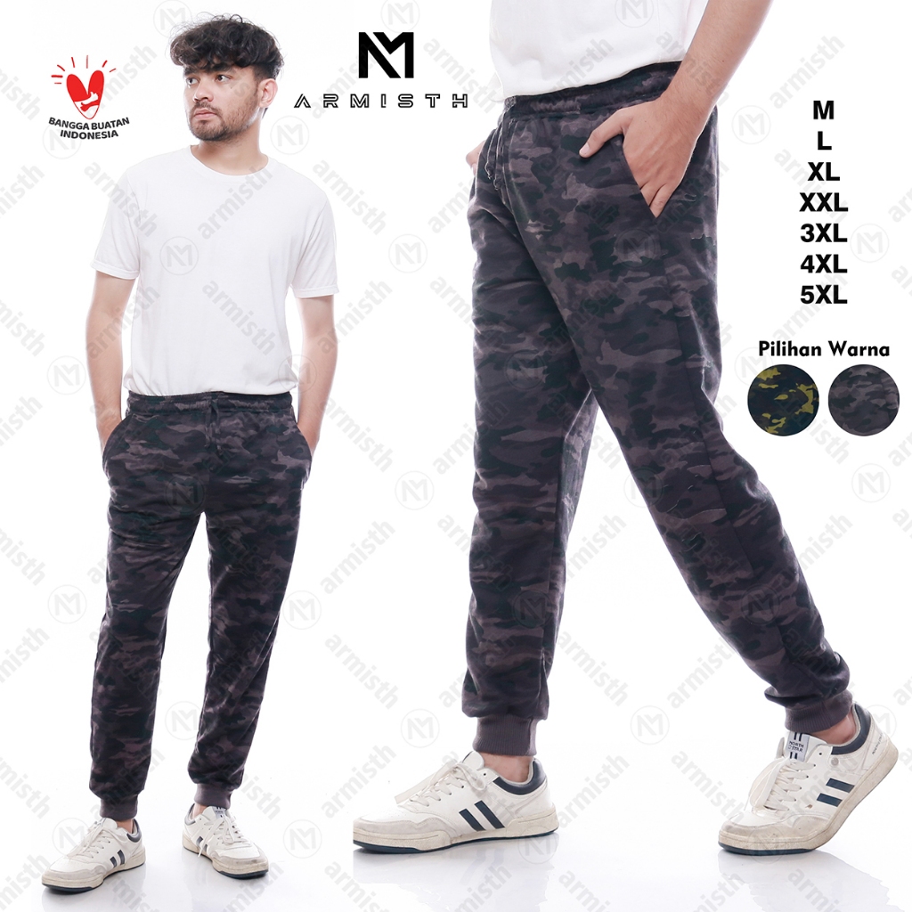 Armisth Celana Training Joger Loreng Pria Premium / Jogger Army Standar Jumbo dan Big SIze