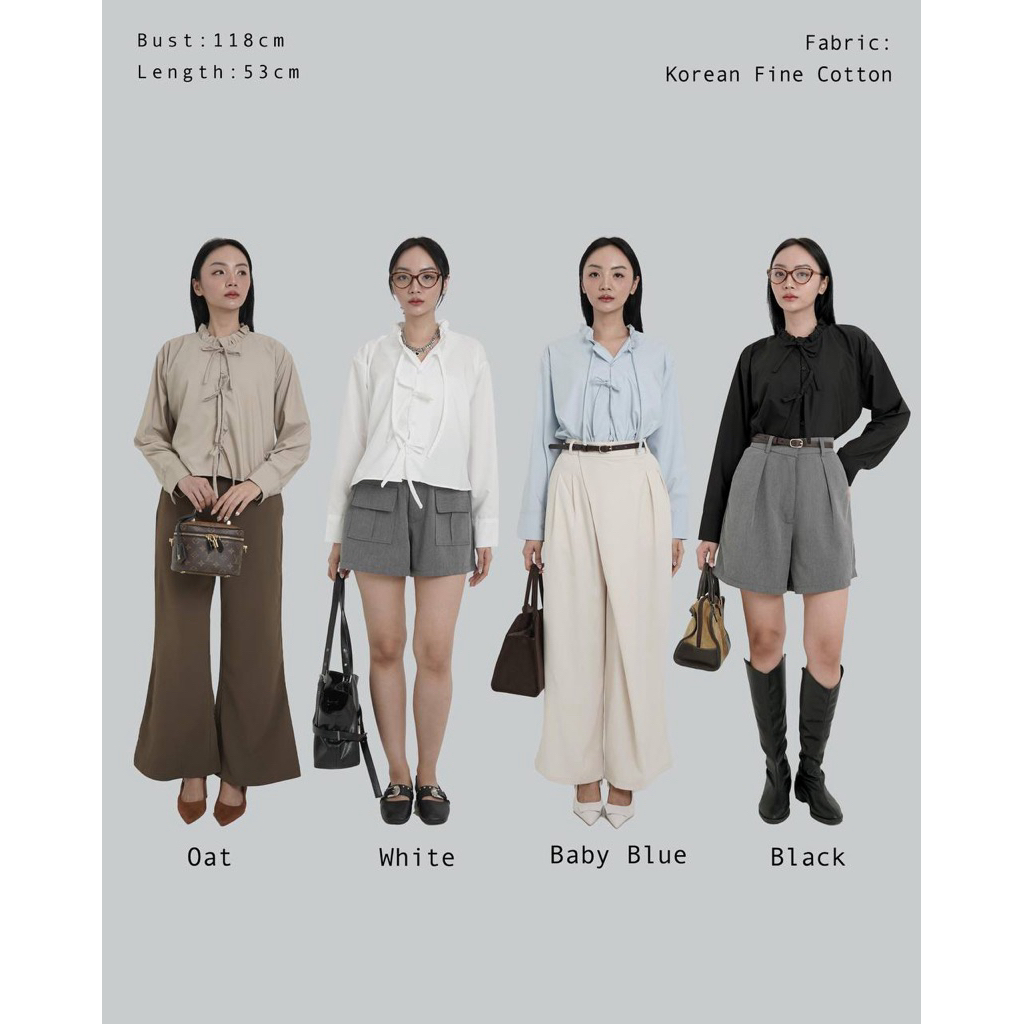 bow blouse / atasan wanita / kemeja trend / atasan kekinian / kemeja panjang / kemeja lengan panjang