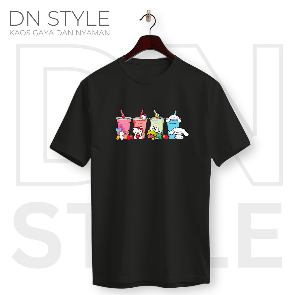 Kitty21 - Baju Kaos Hello Kitty - Kitty Boba - Kaos Lengan Pendek Katun Combed 30s Premium Asli