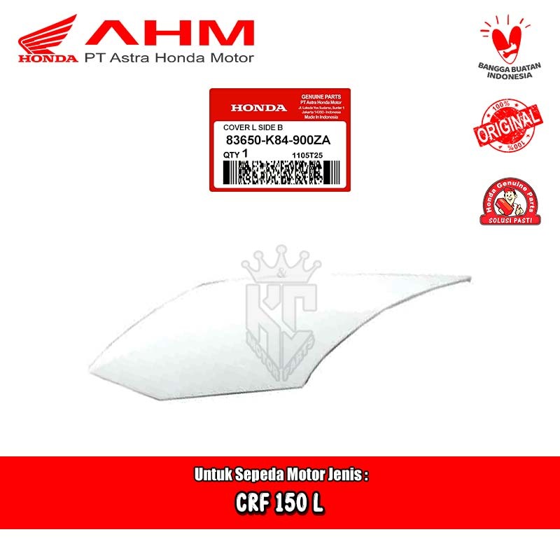 Cover Body Belakang Kiri Putih Honda CRF150 CRF 150 L AHM 83650-K84-900ZA