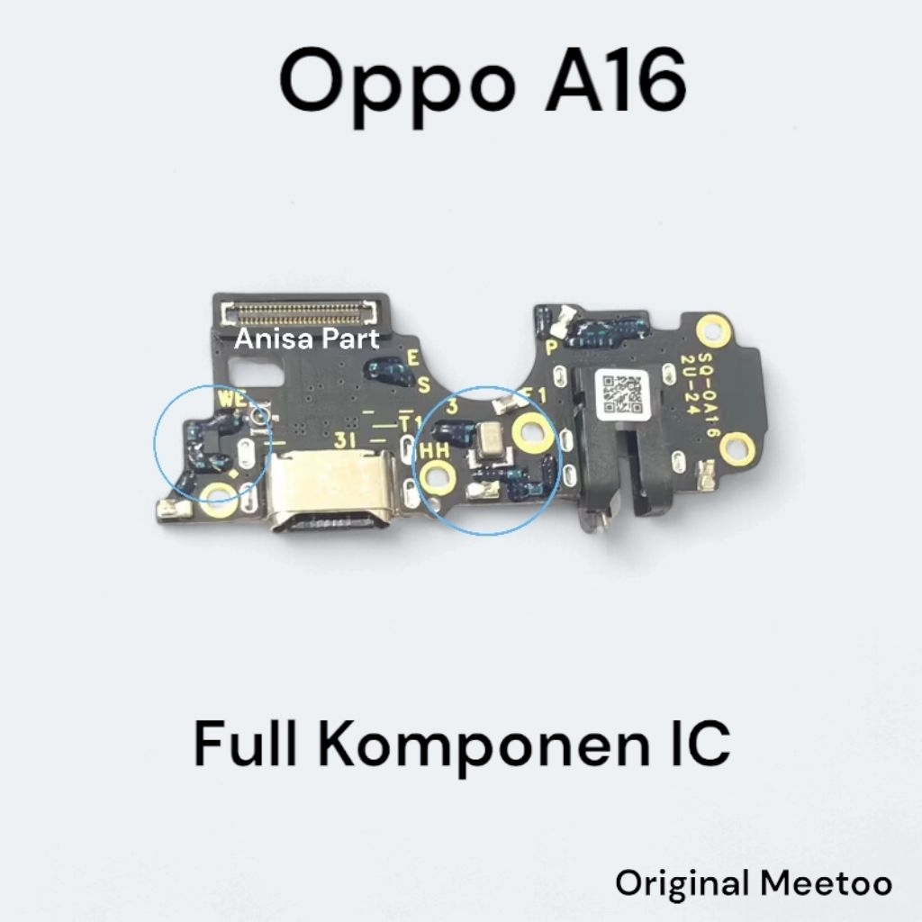 Connector Charger Oppo A16 Original Meetoo Full Komponen Ic Papan Board Charger Mic Oppo A16