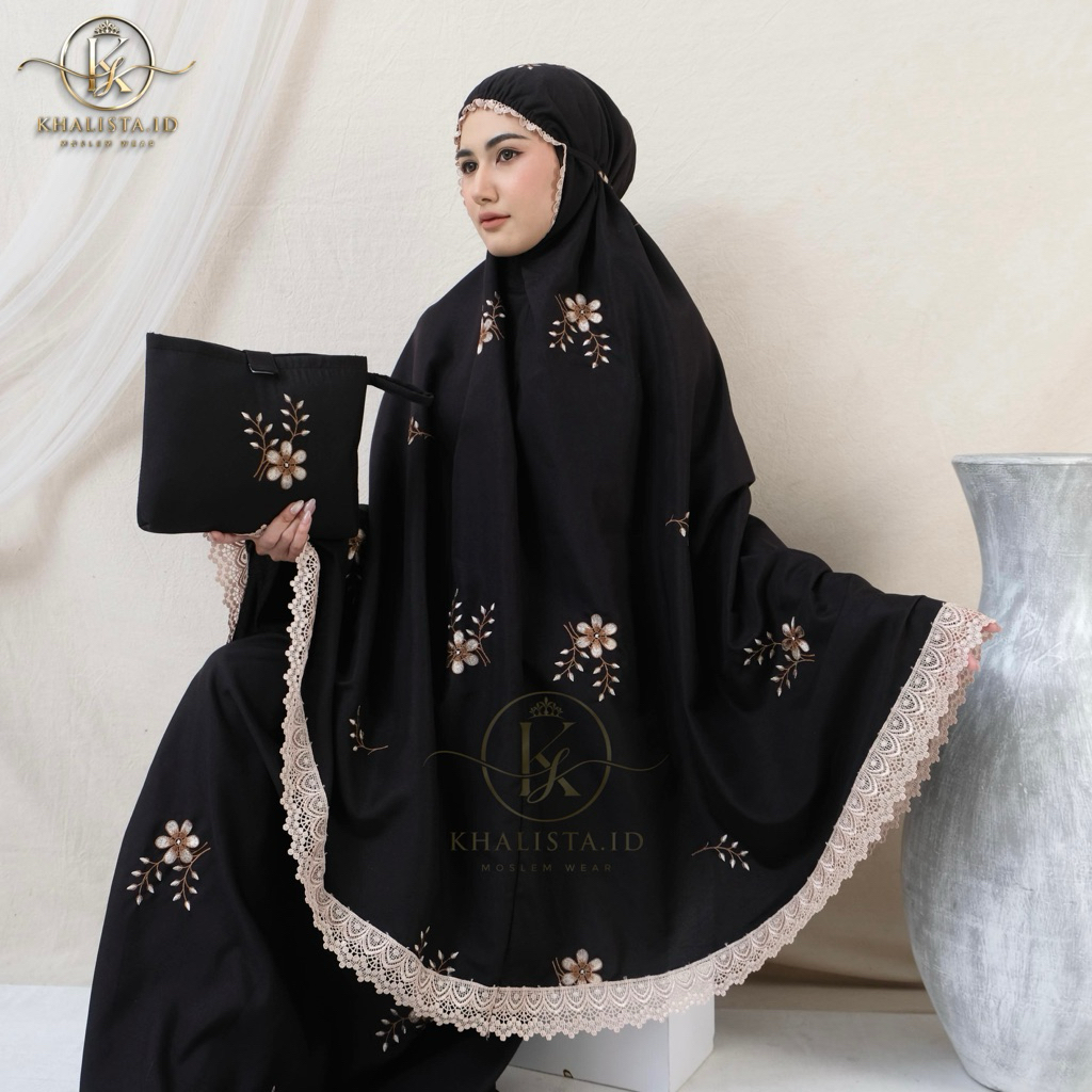 Khalista id-Mukena Dewasa Bordir Rosella Cantik Mewah Nyaman Lembut Katun Premium Mukenah