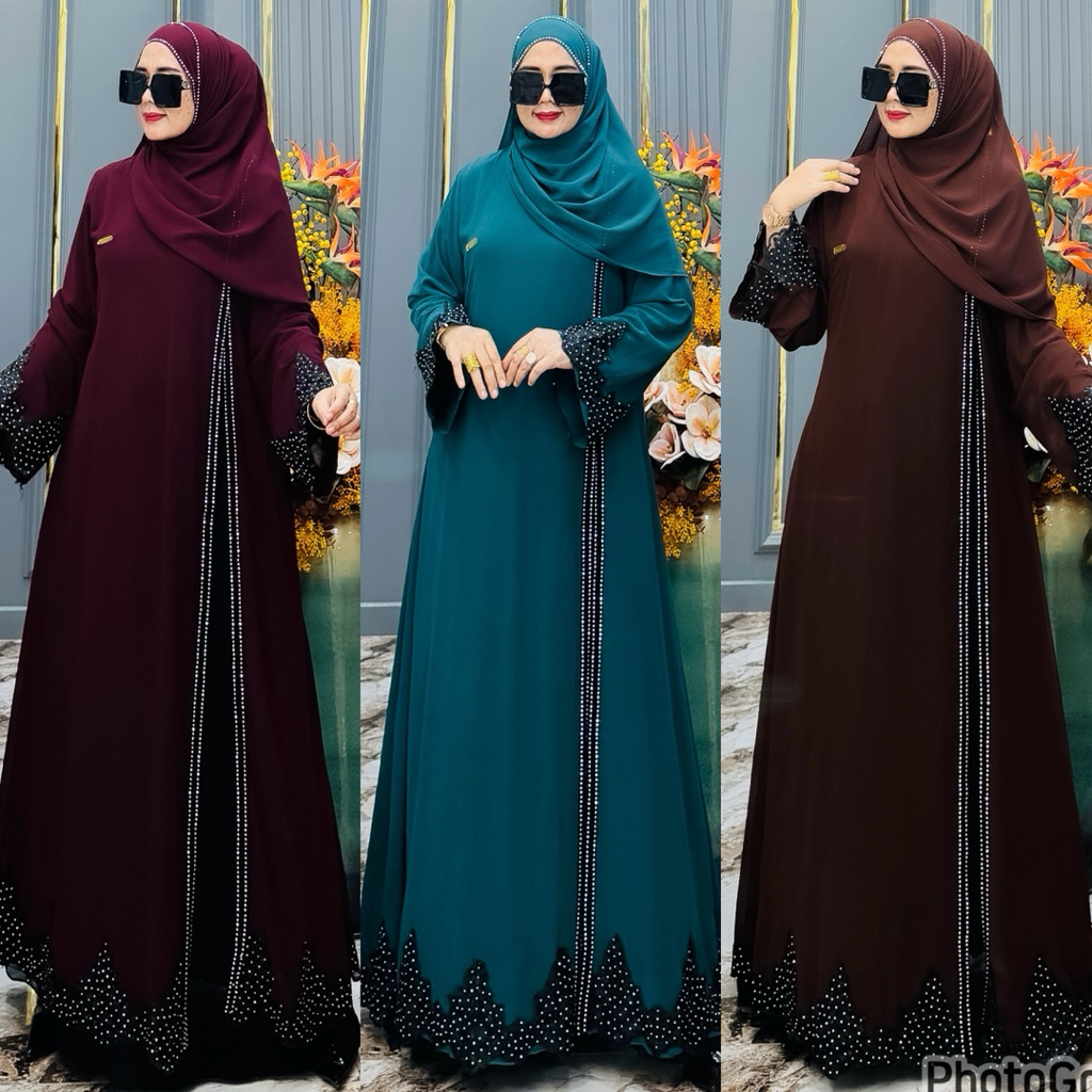 ABAYA ARAFAH SET PADHMINA BY BAAHIRAHANNAFI TERBARU BESTSELLER ABAYA RENDA SWAROSKI MEWAH PREMIUM GA