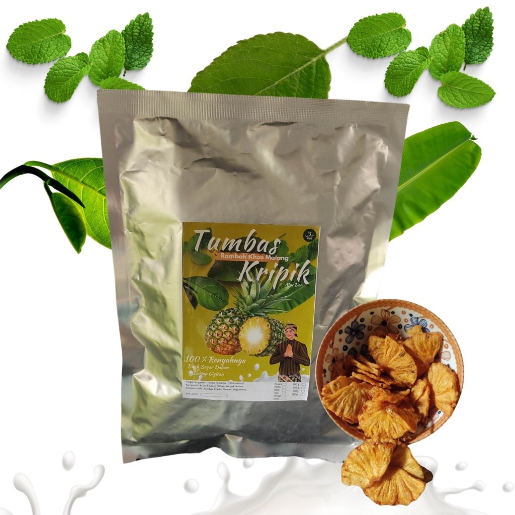 

Tumbas Kripik Mas Den Nanas kemasan besar 180 gr - Camilan buah dan sayur khas Malang