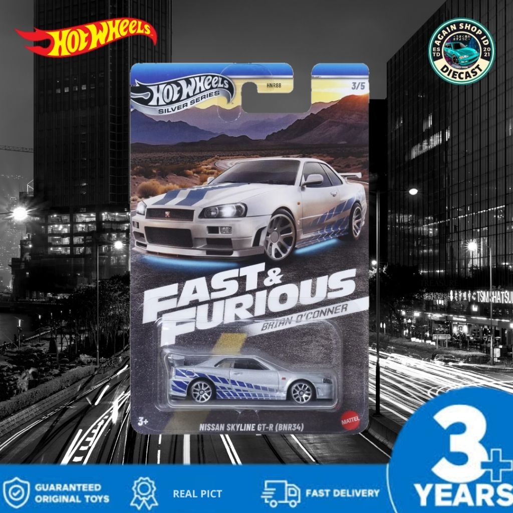 Hotwheels Fast And Furious Nissan Skyline GT-R (BNR34) Brian O'Conner