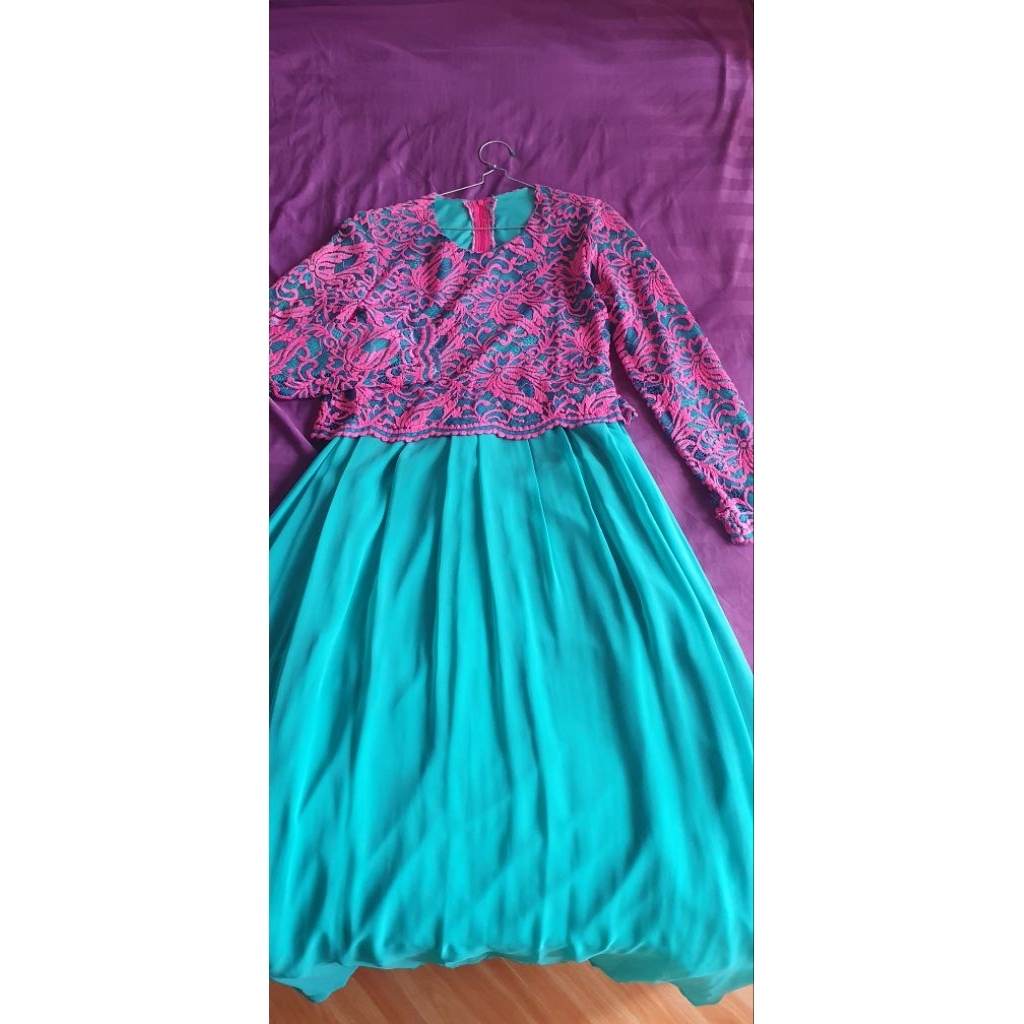 DRESS KONDANGAN BRUKAT MIX SIFFON SAGE PINK / DRESS PL /DRESS BRUKAT MEWAH/ GAMIS KONDANGAN/GAMIS PE