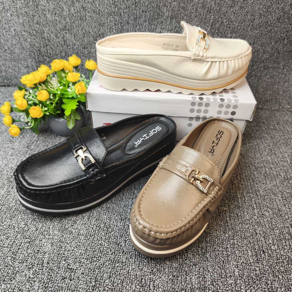 [BISA COD] SOFIYA ORI 8113 5 BUSTONG WEDGES WANITA IMPORT / IMPOR / SEPATU BUSTONG  SLOP IN WANITA T