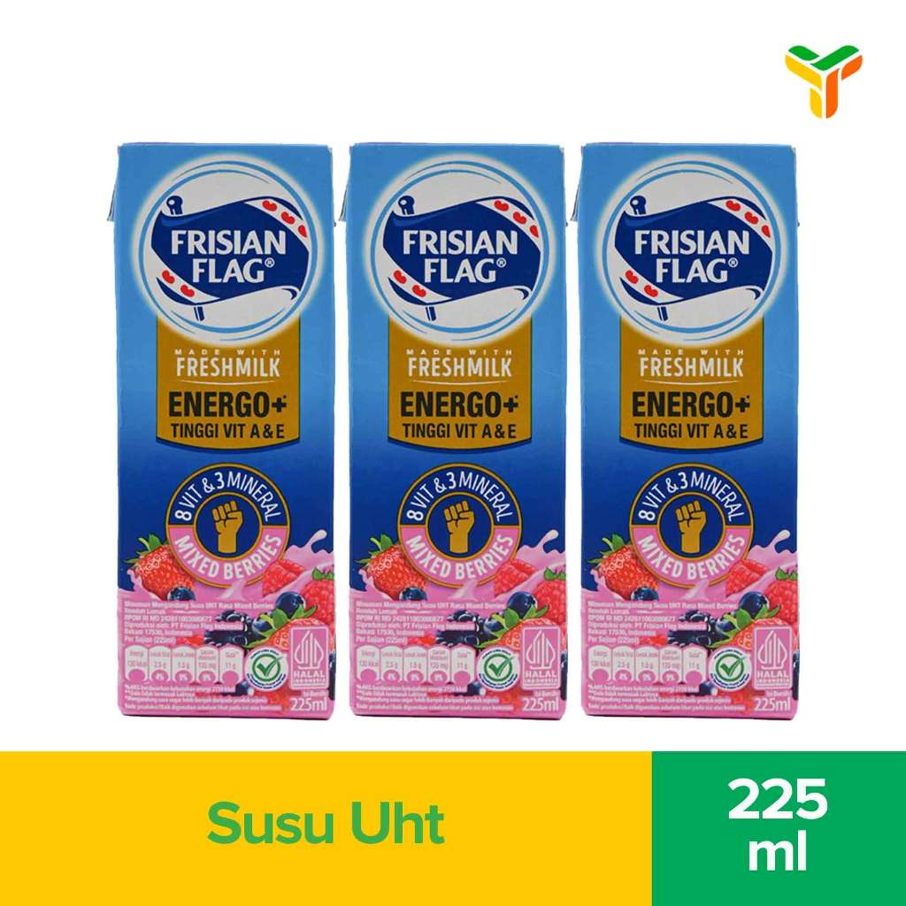 

3pcs Frisian Flag Uht Strawberry 225 Ml