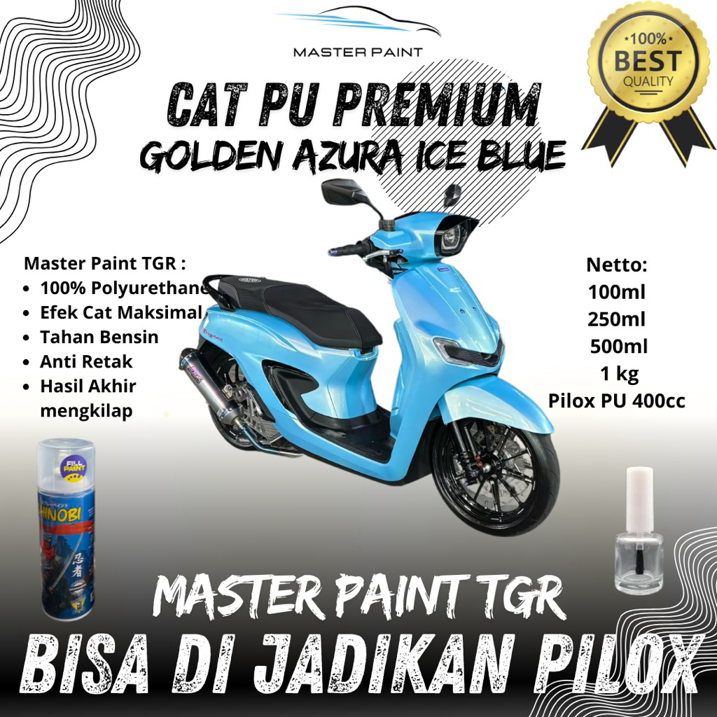 (BISA DI JADIKAN PILOX) CAT AZURA ICE BLUE  | CAT PU AZURA ICE BLUE | CAT BIRU MUDA LEMBAYUNG GOLD