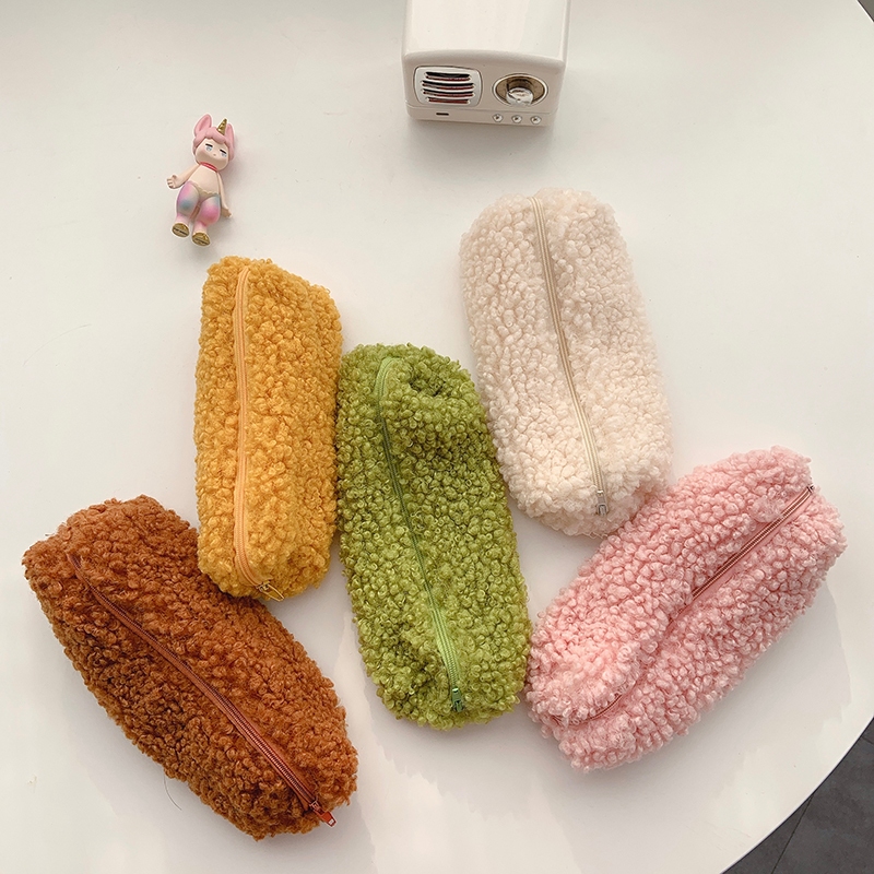 

Kotak pensil in Korea kotak pensil segar kecil mewah tas alat tulis wol domba tas penyimpanan alat