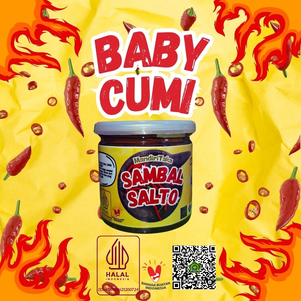 

Sambalsalto - Sambal Baby Cumi 200gr Pedas Halal 100%