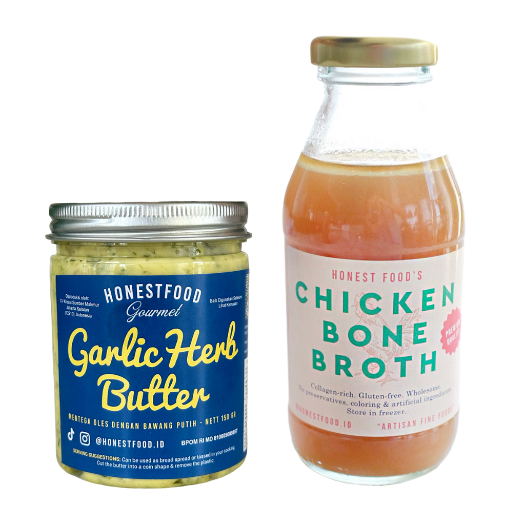 

Garlic Buttter Premium HONESTFOOD & Kaldu Tulang Ayam MPASI/Mentega Bawang Putih/Chicken Bone Broth
