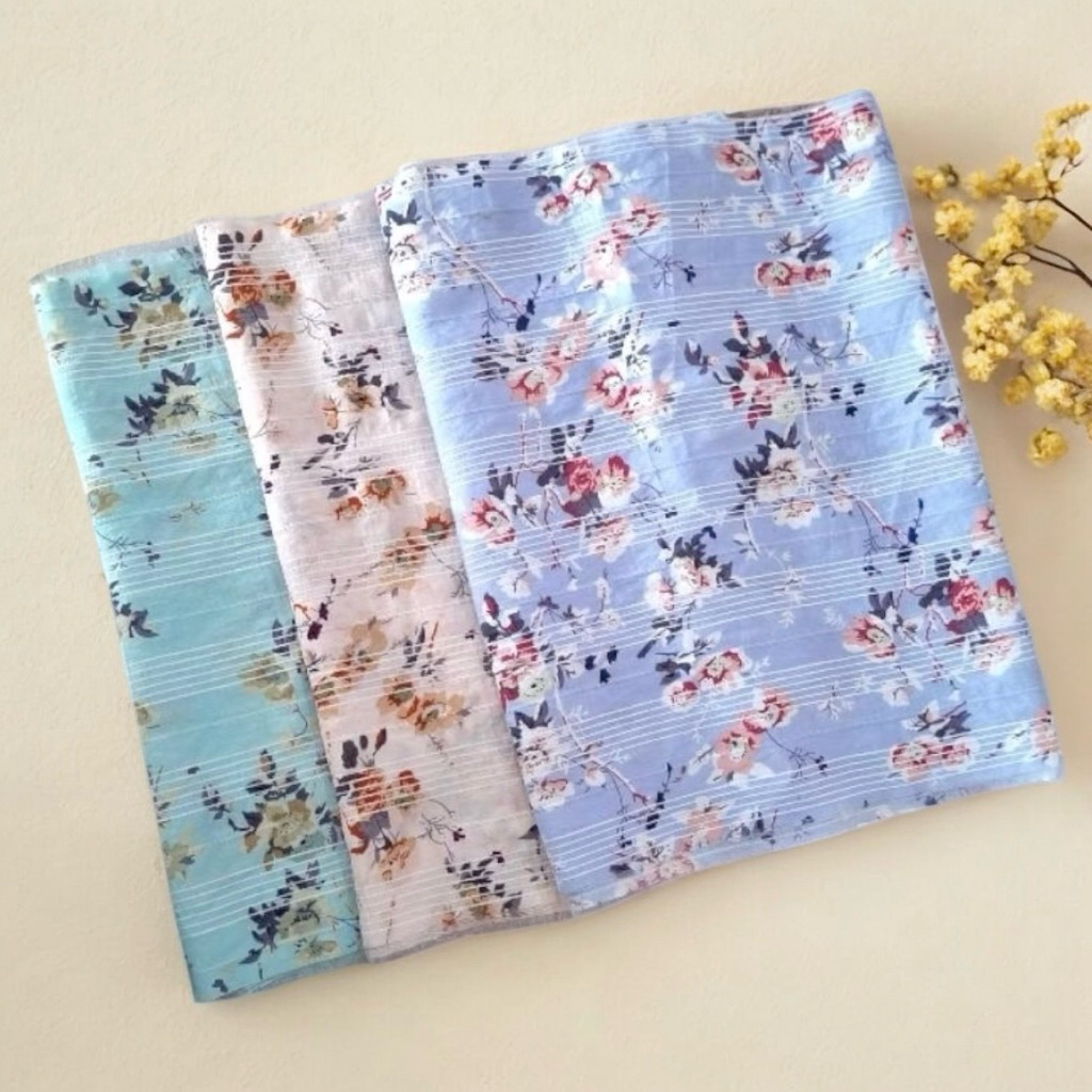 kain katun motif bunga / kain katun dobby motif bunga / kain katun silk motif